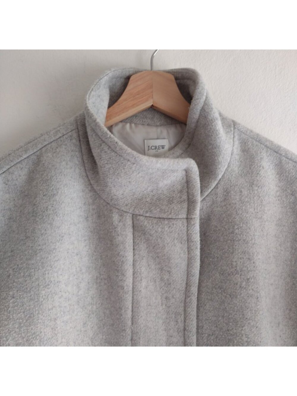 J Crew Womens Wool Blend Coat 12 Gray Funnel Collar Heavy Winter Jacket - Picture 3 of 14